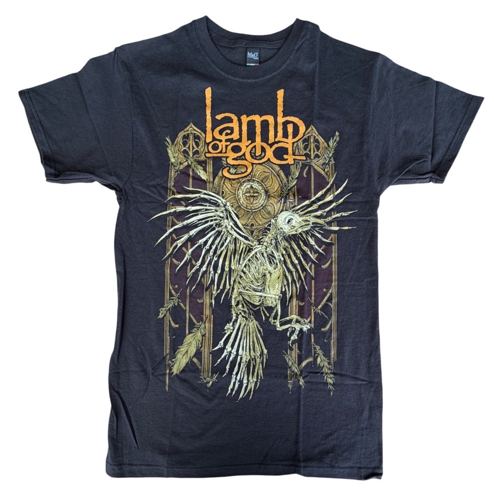 Lamb of God Band Tee Black Skeletal Bird Graphic Heavy Metal Shirt Mens S